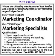 H�RR�YET GAZETES� �NSAN KAYNAKLARI ELEMAN �LANI; MARKETINF COORD�NATOR