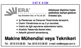 H�RR�YET GAZETES� �NSAN KAYNAKLARI ELEMAN �LANI; ERA MAK�NE M�HEND�S� TEKN�KER�
