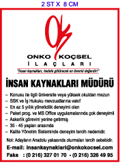 H�RR�YET �K �NSAN KAYNAKLARI ELEMAN �LANI; ONKO �NSAN KAYNAKLARI M�D�R�