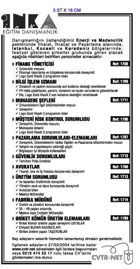 H�RR�YET �K �NSAN KAYNAKLARI ELEMAN �LANI; inka dan��manl�k